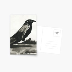 oiseau encre de chine carte postale