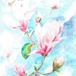 dessin de fleurs roses à l'aquarelle