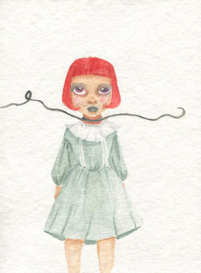 personnage à l'aquarelle en glacis