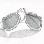croquis d'une paire de lunettes de soleil pour femmes