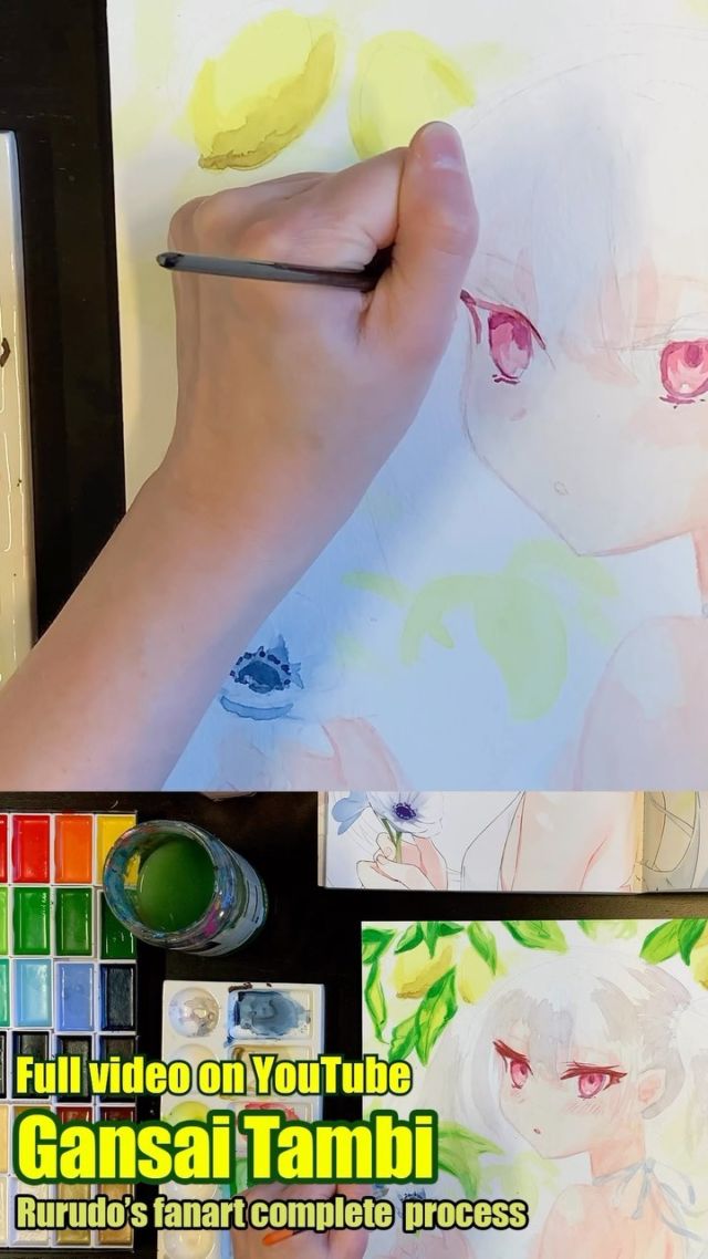 Fanart de l’artiste Rurudo. J’ai beaucoup aimé les citrons et cela m’a donné envie de tester la nouvelle peinture que j’ai achetée : l’aquarelle gansai tambi de Kuretake. J’en ai fait une vidéo complète sur ma chaîne youtube si vous voulez peindre avec moi !

#gansaitambi #gansaitambiwatercolor #watercolourpainting #watercolourmanga #fanartmanga #fanartpainting #watercolourfanart #kuretakegansaitambi #watercolourillustration #watercolourtutorial #watercolourprocess #watercolourprocessvideo