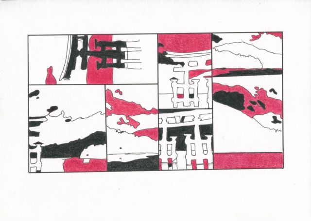 Exercice de composition réalisé au crayon de couleur par Carole. 
#coursdedessin #coursdedessingeneve #torii #japanesedrawing #japanillustration #landscapedrawing #compositiondrawing #colorpencilart